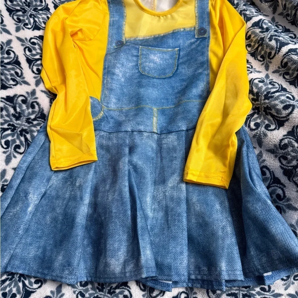 Rubie's Despicable Me Minions Girls sz M Yellow Blue Costume Dress& Goggles NEW